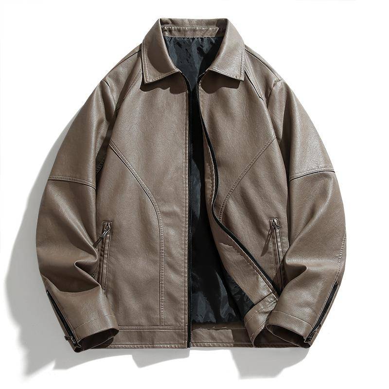 Neue Herren Lederjacke Revers Motorradjacke Lederjacke Herren Koreanische Version Lose Jugend Herrenbekleidung 4XL von Joom DACH