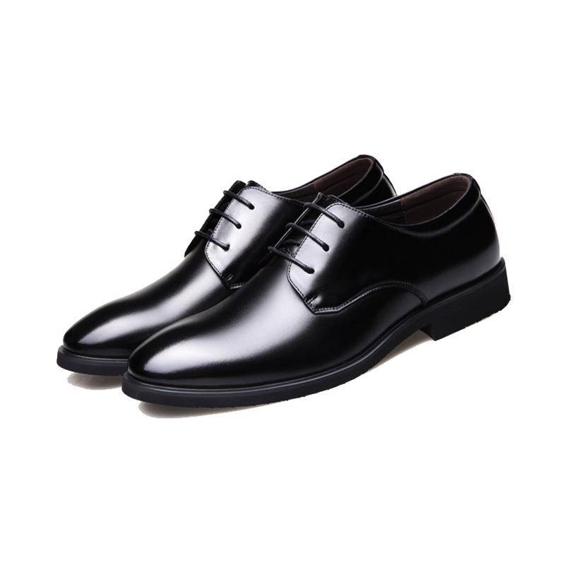 Neue Herren Lederschuhe Mode Business Sommer Herrenschuhe Schwarz Casual Runde Zehe Schwarze Schuhe Männer 43 schwarz von Joom DACH