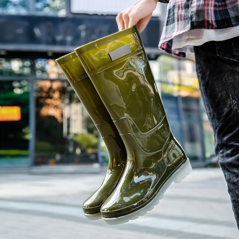 Neue Herren-Regenstiefel, hohe Regenstiefel, rutschfeste, wasserdichte Gummischuhe, Autowaschwasserschuhe zum Angeln, Ehemann, Arbeit, Gummistiefel 42 grün von Joom DACH