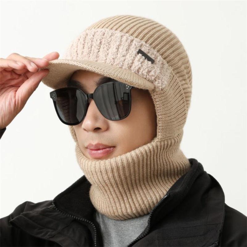 Neue Herren-Sturmhaube, Wintermütze im Vollschutzstil, winddichte Strickmütze für den Außenbereich, Winter, warm halten, Beanie 56cm-60cm beige von Joom DACH