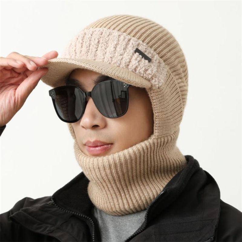 Neue Herren-Sturmhaube, Wintermütze im Vollschutzstil, winddichte Strickmütze für den Außenbereich, Winter, warm halten, Beanie 56cm-60cm beige von Joom DACH