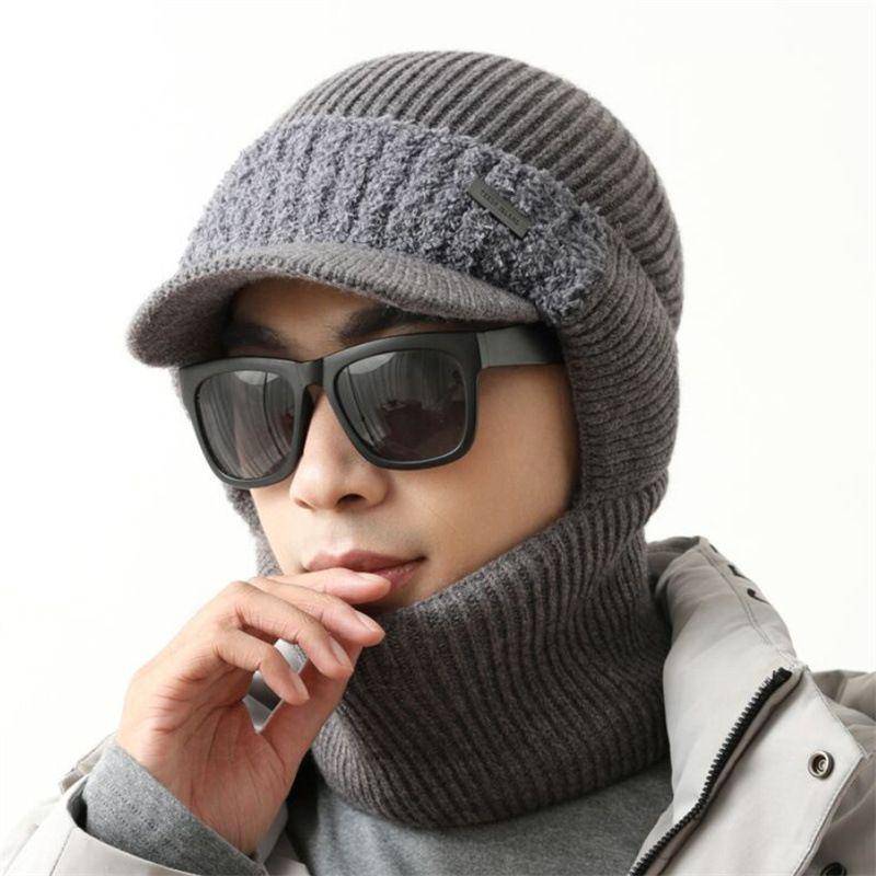 Neue Herren-Sturmhaube, Wintermütze im Vollschutzstil, winddichte Strickmütze für den Außenbereich, Winter, warm halten, Beanie 56cm-60cm dunkelgrau von Joom DACH