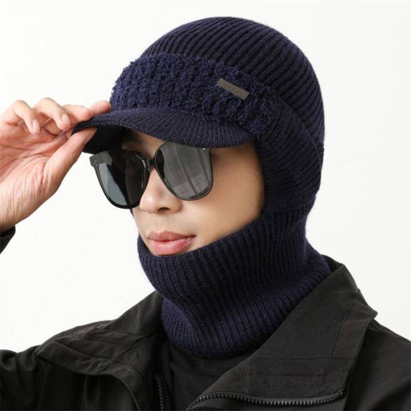 Neue Herren-Sturmhaube, Wintermütze im Vollschutzstil, winddichte Strickmütze für den Außenbereich, Winter, warm halten, Beanie 56cm-60cm navy blau von Joom DACH