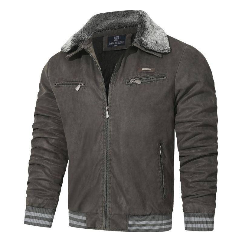 Neue Herren Winterjacke mit Fleece-Revers Fell Ein Mantel Herren Locker Herren 5XL von Joom DACH