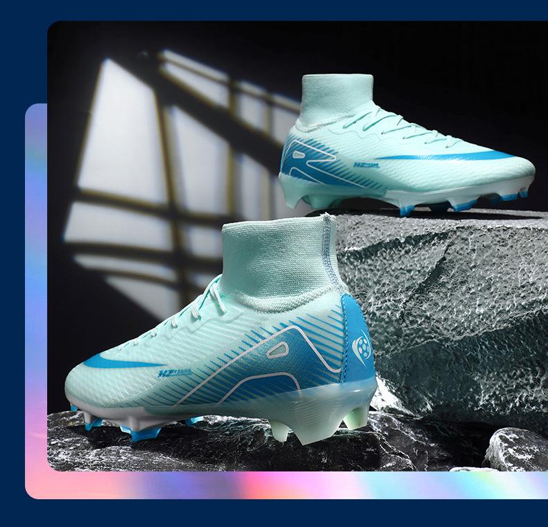 Neue High-Top-Fußballschuhe für Jungen und Mädchen AG lange Nägel Weltmeisterschaft TF gebrochene Nägel Gras Gras Spieltraining 37 himmelblaue von Joom DACH