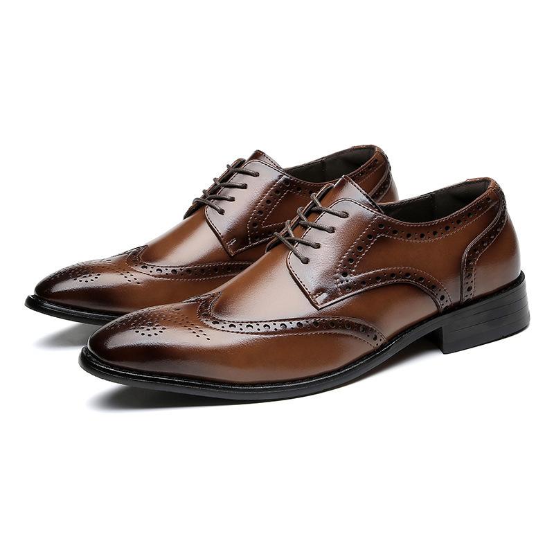 Neue Höhenerhöhende Einlegesohle Formelle Lederschuhe Herren Geschnitztes Echtes Leder Brogue Business Büro Derby Schuhe Gentleman Hochzeit 44 von Joom DACH
