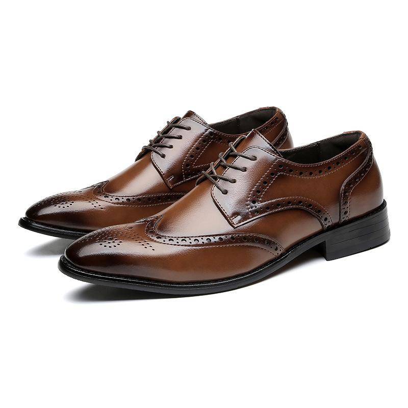 Neue Höhenerhöhende Einlegesohle Formelle Lederschuhe Herren Geschnitztes Echtes Leder Brogue Business Büro Derby Schuhe Gentleman Hochzeit 44 von Joom DACH