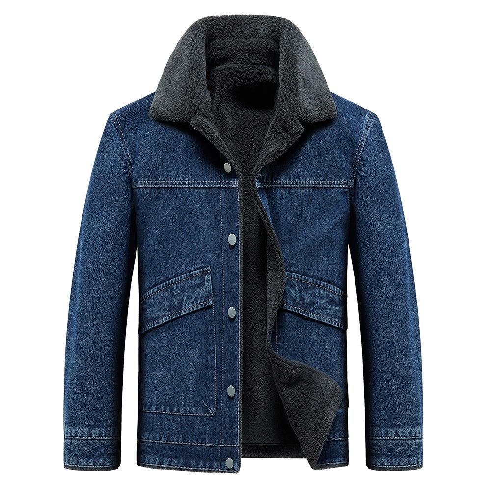 Neue Jacke Herren Fleecejacke Denim Verdickte Baumwollgefütterte Jacke Herbst und Winter Warme Baumwollgefütterte Jacke 5XL von Joom DACH
