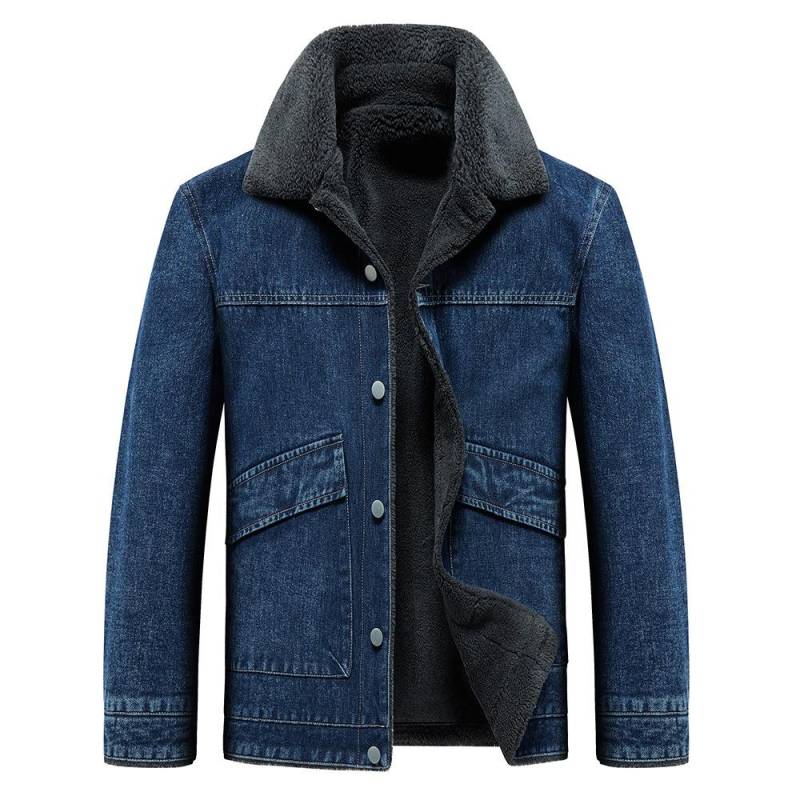 Neue Jacke Herren Fleecejacke Denim Verdickte Baumwollgefütterte Jacke Herbst und Winter Warme Baumwollgefütterte Jacke 5XL von Joom DACH