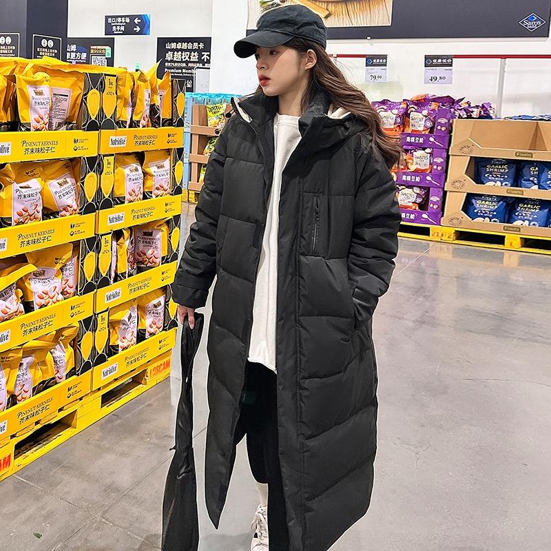 Neue Jacke im britischen Stil mit Baumwollfüllung für Damen, Winter, lang, locker, koreanisch, dick, knielang, lange Baumwolljacke, Baumwollmantel XL schwarz von Joom DACH