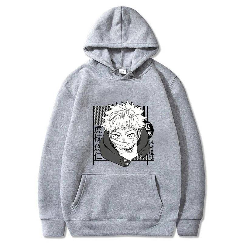 Neue Jujutsu Kaisen Anime Damen Unisex Hoodies Cartoon Satoru Gojo Bedruckte Damen Pullover Herbst Winter Casual Plus Size Sweatshirts S grau von Joom DACH