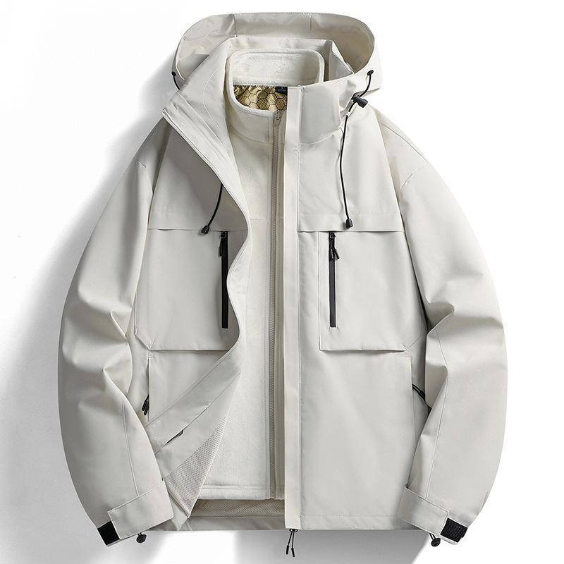 Neue Kapuzen-Zweiteiler Abnehmbare Weiche Outdoor-Jacke für Männer und Frauen für Paare Bergsteigen XS von Joom DACH