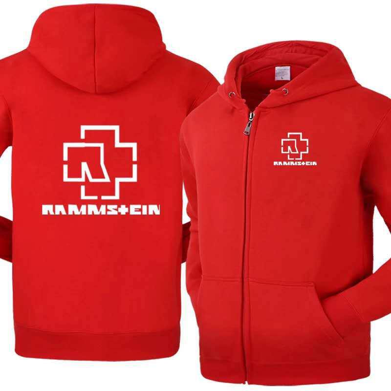 Neue Kapuzenjacke Rammstein Zipper Cardigan Herrenmode Kapuzenloser Pullover Herren L rot von Joom DACH