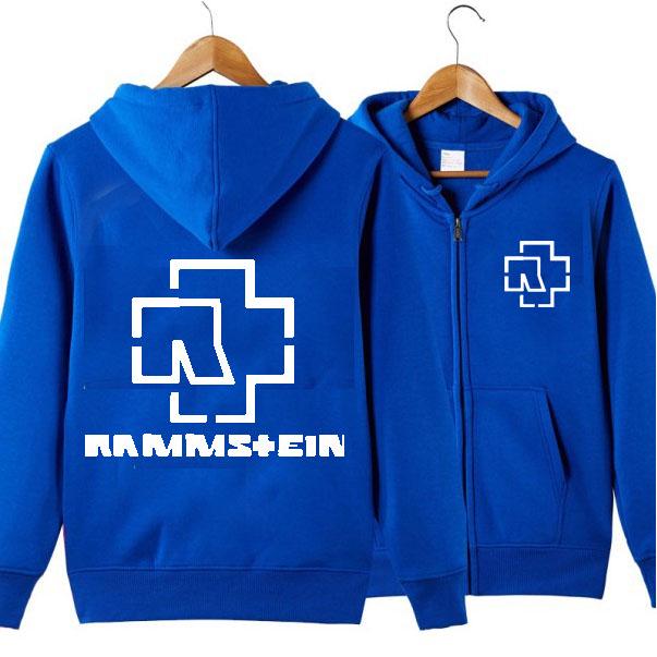 Neue Kapuzenjacke Rammstein Zipper Cardigan Herrenmode Kapuzenloser Pullover Herren M blau von Joom DACH