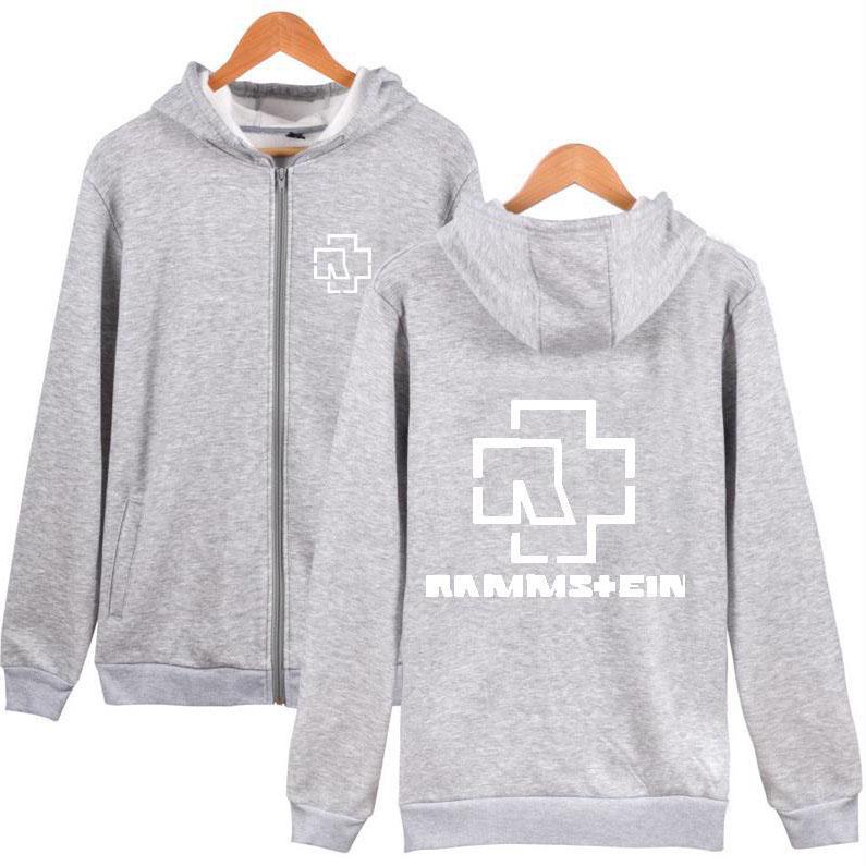 Neue Kapuzenjacke Rammstein Zipper Cardigan Herrenmode Kapuzenloser Pullover Herren M graue von Joom DACH