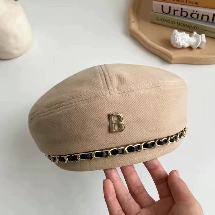 Neue Kette Baskenmütze Hut Für Frauen Kappe Winter Retro Braun Schwarz Künstler Flache Mode Dame Mädchen Vintage Kappe Stern stil Adjustable khaki von Joom DACH