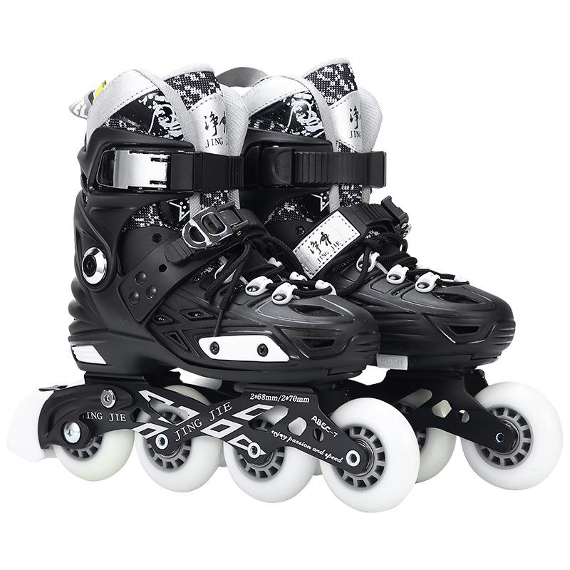 Neue Kinder-, Herren- und Damen-Verstellbare Rollschuhe Flash Einreihige Vierrad-Rollschuhe Anfänger Inline-Skates L size 39-42 schwarz von Joom DACH
