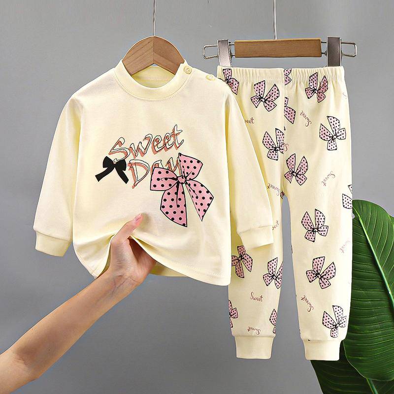 Neue Kinder Jungen Mädchen Reine Baumwolle Pyjamas Niedlichen Cartoon Langarm Pyjamas Kleinkind Baby Herbst Nachtwäsche Kinder Kleidung Sets 80cm von Joom DACH