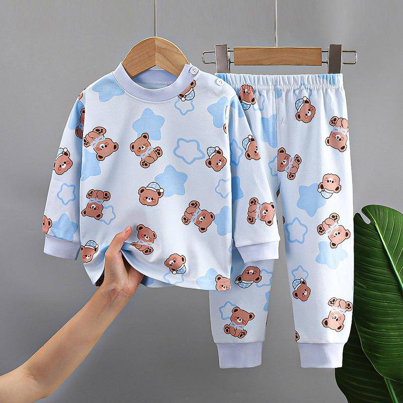 Neue Kinder Jungen Mädchen Reine Baumwolle Pyjamas Niedlichen Cartoon Langarm Pyjamas Kleinkind Baby Herbst Nachtwäsche Kinder Kleidung Sets 80cm von Joom DACH