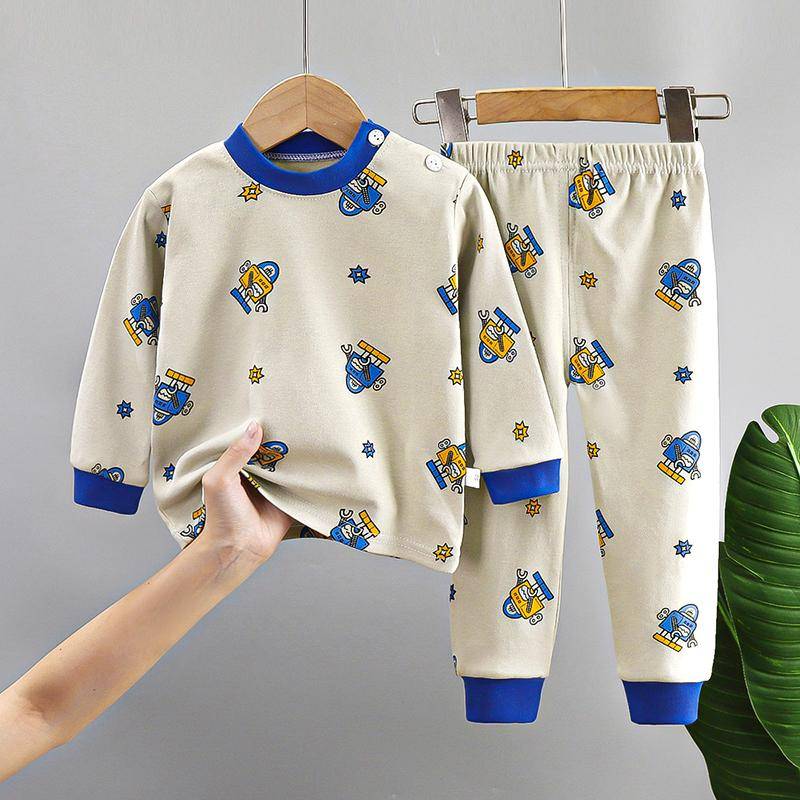 Neue Kinder Jungen Mädchen Reine Baumwolle Pyjamas Niedlichen Cartoon Langarm Pyjamas Kleinkind Baby Herbst Nachtwäsche Kinder Kleidung Sets 90cm von Joom DACH