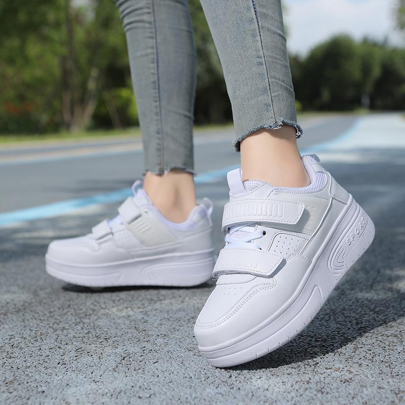 Neue Kinder Runway Schuhe Jungen Doppelräder Mädchen Rollschuhe Schuhe Grundschüler mit Rädern Erwachsene Deformationsschuhe 34 von Joom DACH