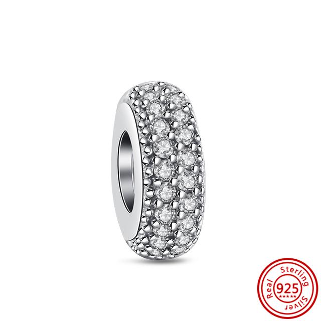 Neue Klee Blumen Transparent Zirkon Clip Perlen Fit Charms Armband Frauen 925 Sterling Silber Schmuck von Joom DACH