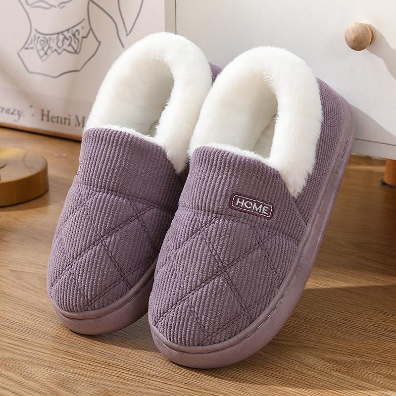 Neue Kord-Baumwollpantoffeln für Damen, Zuhause, warme Schuhe, weiches Plüsch, rutschfest, Paare, drinnen, warm, rutschfeste Pantoletten, Schuhe 38-39 violett von Joom DACH