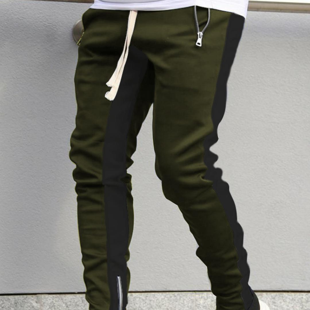 Neue Kordelzughose Beinreißverschluss Doppeltaschenreißverschluss Sporthose Mode Herren gestreifte Hose XXXL von Joom DACH