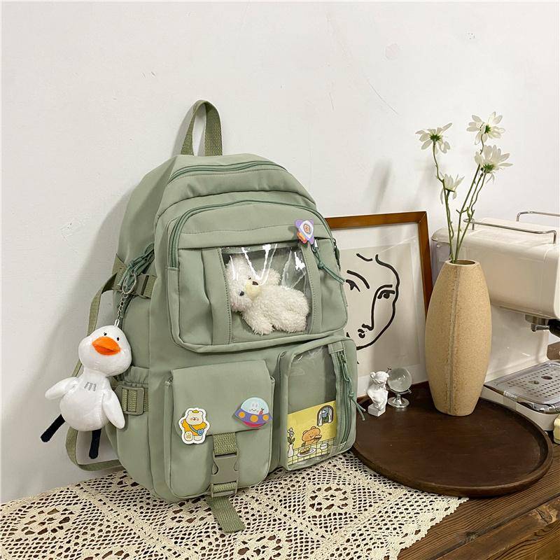 Neue Koreanische Große Kapazität Rucksäcke Frauen Kawaii Hohe Studenten Schule Tasche Für Teenager Mädchen Süße Wasserdichte Schule Reisetaschen 41cm*30cm*12 grün von Joom DACH