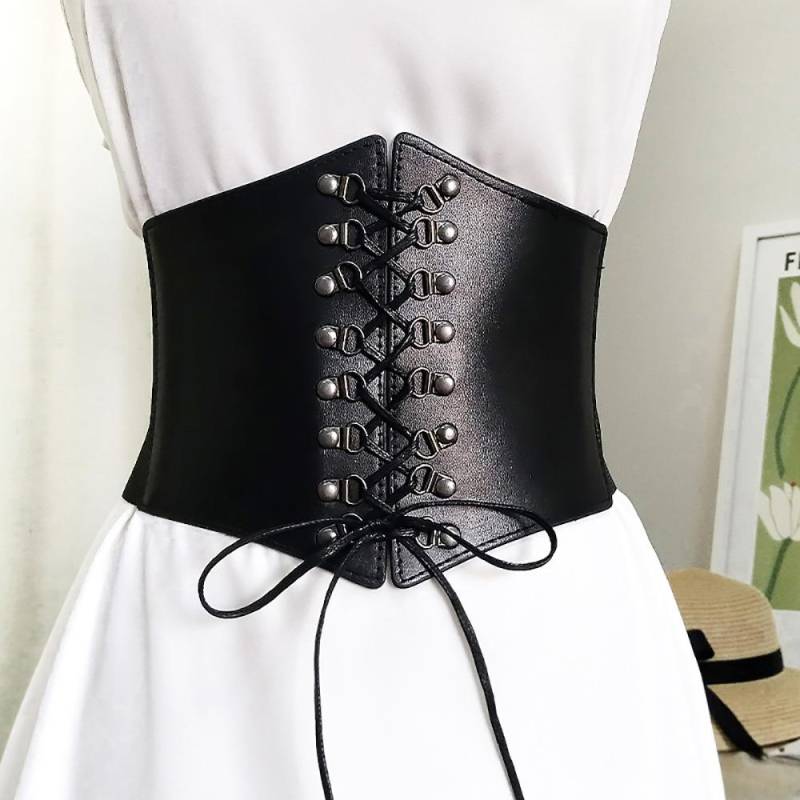 Neue Korsett Punk Schwarz Breiten Gürtel Pu Leder Abnehmen Körper Gürtel für Frauen Elastische Hohe Taille Gürtel Weibliche Cummerbunds schwarz von Joom DACH