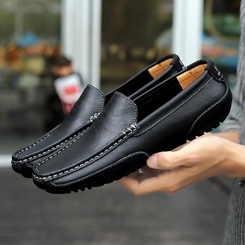 Neue Lässige Herren Fahrschuhe Leder Slipper Atmungsaktives Bequemes Schuhwerk Herren Leichtgewichtige Slipper Mode Flats Mokassins 47 von Joom DACH