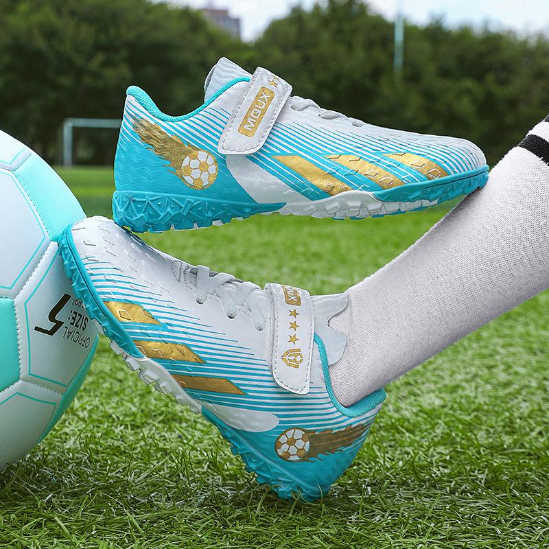Neue Leder-Fußballschuhe für Kinder im Herbst für Jungen und Mädchen – rutschfeste Sportschuhe mit Klettverschluss 32 von Joom DACH