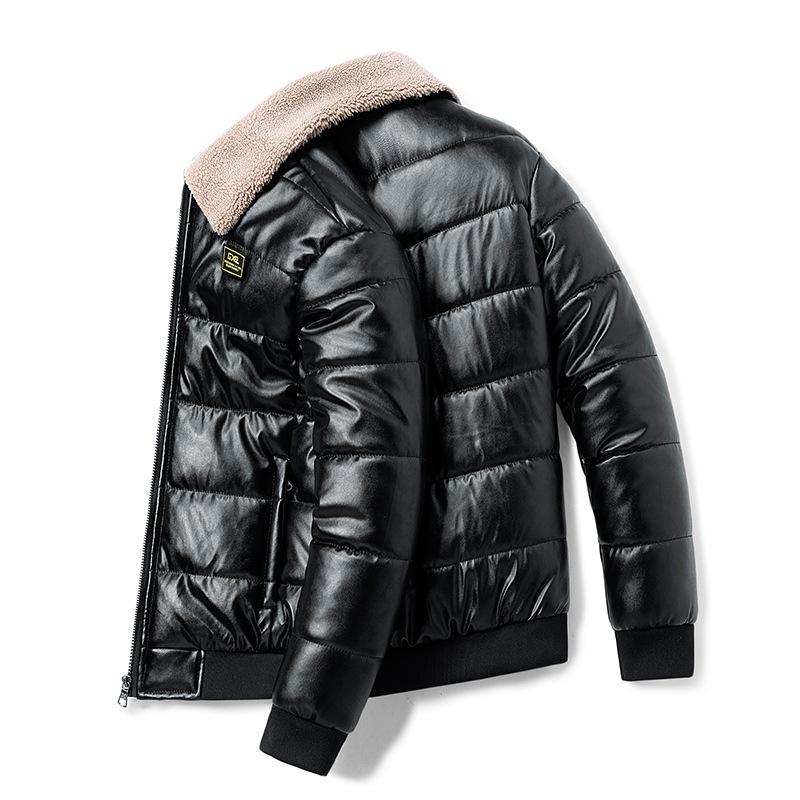 Neue Leder Herren Leder Baumwolle Kleidung Herren Haar Kragen Trend Koreanische Herren Wintermantel Verdickte Jacke M von Joom DACH