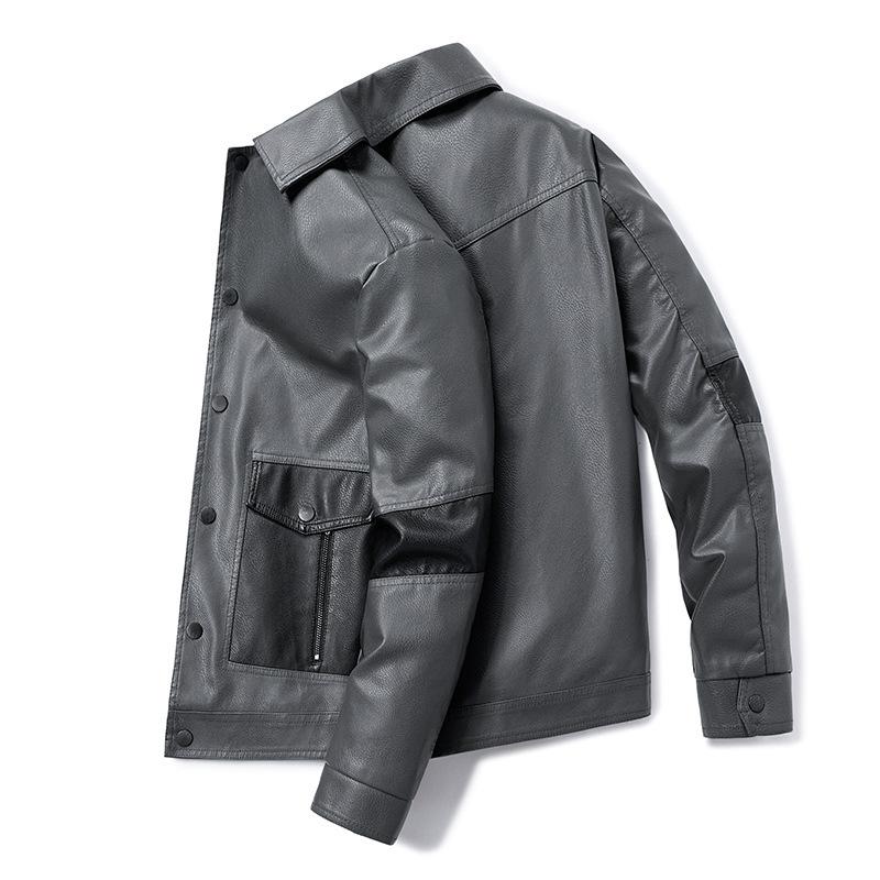 Neue Leder Herren Stehkragen Weiches Leder Locker Plus Fleece Dicker Fett Plus Fett Übergröße Motorrad Winter Lederjacke Tide 5XL von Joom DACH