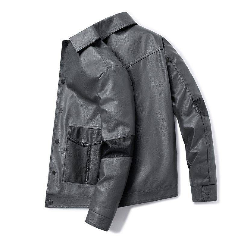 Neue Leder Herren Stehkragen Weiches Leder Locker Plus Fleece Dicker Fett Plus Fett Übergröße Motorrad Winter Lederjacke Tide 5XL von Joom DACH