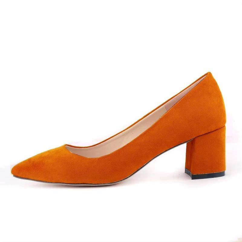 Neue Leder High Heels Schuhe Mode Damen Pumps Spitz Apricot Klassische Casual Mädchen Büro Kleid damen kleid schuhe 40 orange von Joom DACH