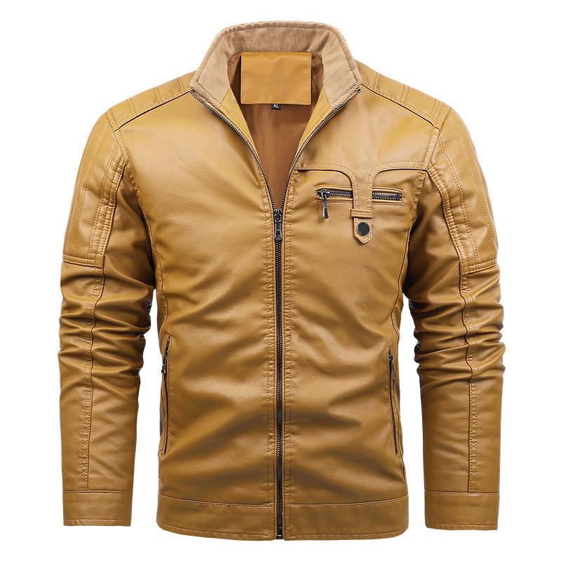 Neue Lederjacke für Herren, trendige Jacke aus dickem PU-Leder für Herren 5XL von Joom DACH