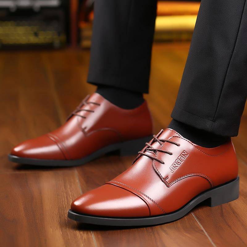 Neue Lederschuhe Herren Business formelle Lederschuhe Herren All-Match atmungsaktive Leder Freizeitschuhe 45 braun von Joom DACH