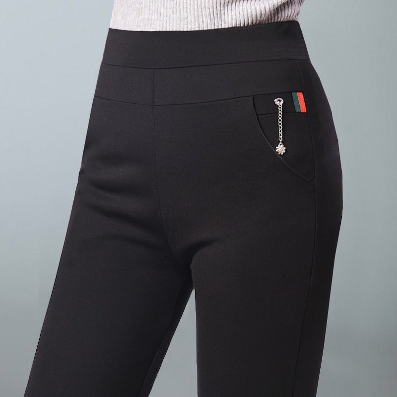 Neue Leggings mit hoher Taille für Damen, dünne, elastische und vielseitige schwarze Freizeithosen für Damen in großen Größen 3XL von Joom DACH