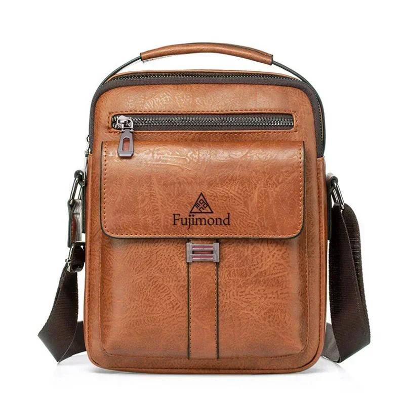 Neue Luxusmarke Herrentasche Umhängetaschen Mann Vintage Umhängetasche PU Leder Männer Handtasche Umhängetaschen für Männer 20.5X24X5.5CM von Joom DACH