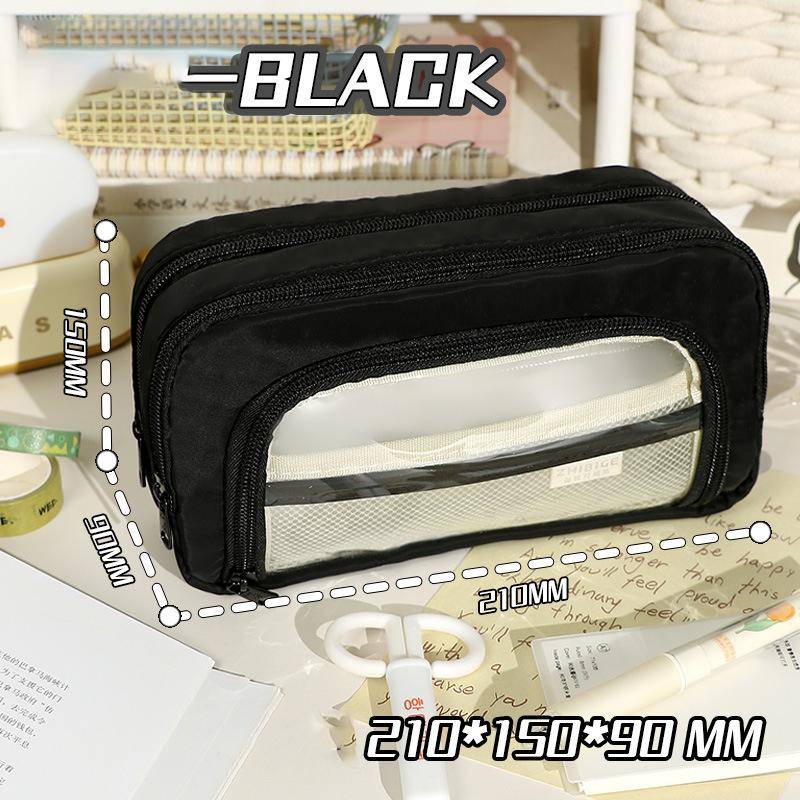 Neue Mädchen Große Kapazität Ästhetische Bleistift Tasche Schule Fällen Nette Schreibwaren Halter Tasche Zipper Bleistift Beutel Student Schule Liefert 1PCS schwarz von Joom DACH