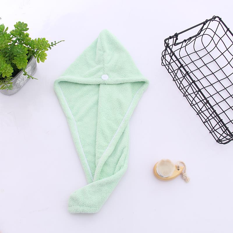Neue Mädchen Haar Trocknen Hut Schnell-trockene Haar Handtuch Kappe Hut Bad Hut Mikrofaser Solide Handtuch Kappe Super Absorption turban Haar Trockenen Kappe 25X65cm grün von Joom DACH