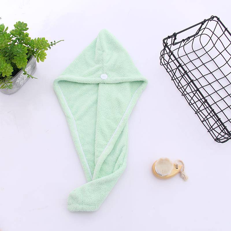 Neue Mädchen Haar Trocknen Hut Schnell-trockene Haar Handtuch Kappe Hut Bad Hut Mikrofaser Solide Handtuch Kappe Super Absorption turban Haar Trockenen Kappe 25X65cm grün von Joom DACH