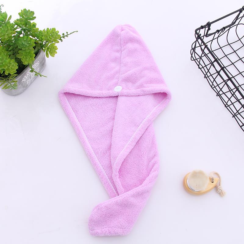 Neue Mädchen Haar Trocknen Hut Schnell-trockene Haar Handtuch Kappe Hut Bad Hut Mikrofaser Solide Handtuch Kappe Super Absorption turban Haar Trockenen Kappe 25X65cm violett von Joom DACH