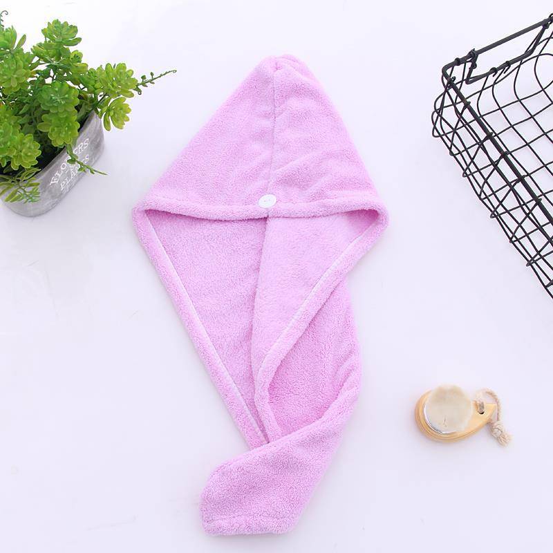 Neue Mädchen Haar Trocknen Hut Schnell-trockene Haar Handtuch Kappe Hut Bad Hut Mikrofaser Solide Handtuch Kappe Super Absorption turban Haar Trockenen Kappe 25X65cm violett von Joom DACH