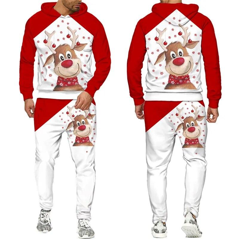 Neue Männer/Frauen Lustige Santa 3D Gedruckt Hoodie/Hosen/Anzug Trainingsanzug Set Mode Paar Outfits Weihnachten party Männer Sport Anzüge M von Joom DACH