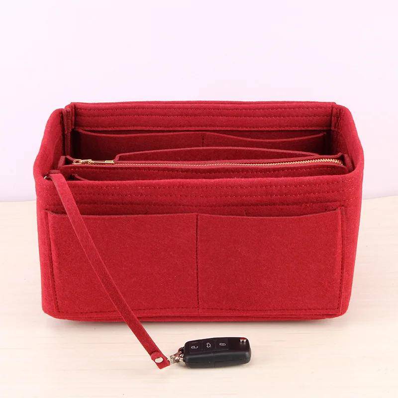 Neue Make-up-Organizer-Einsatztasche aus Filz für Damenhandtaschen, Reise-Innentasche, tragbare Kosmetiktaschen, passend für verschiedene Taschen rot von Joom DACH