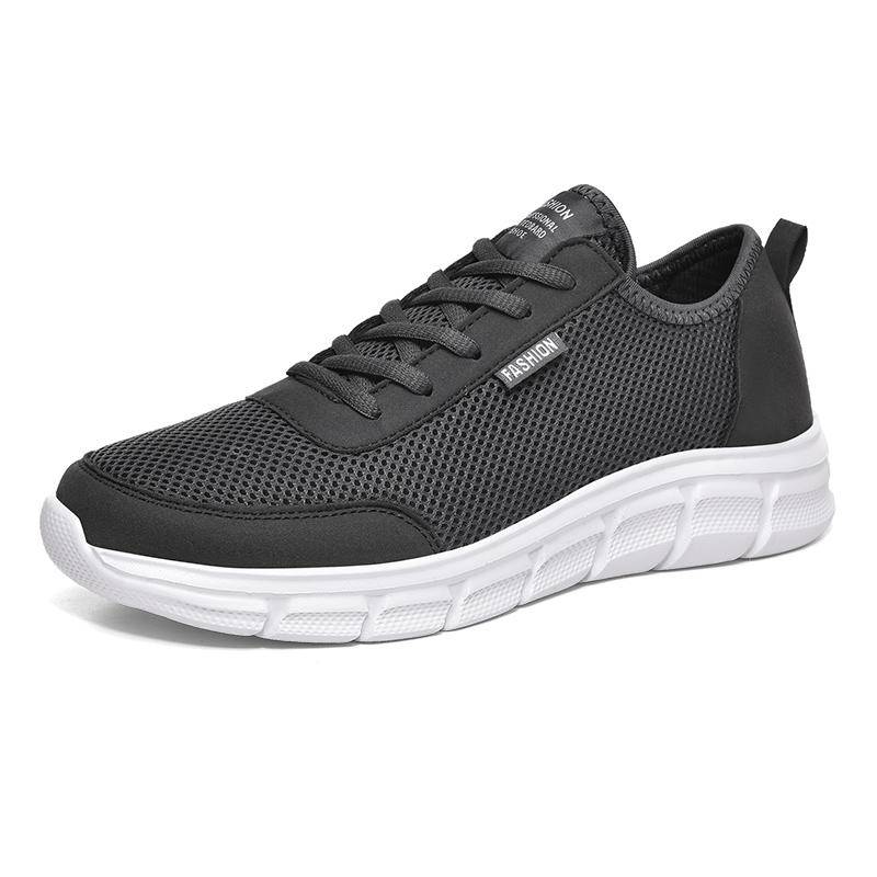 Neue Mesh-Herrenschuhe mit Schnürung, Freizeitschuhe, Herren-Sneaker, atmungsaktiv, leichte Schuhe, bequeme Herrenschuhe, Sportschuhe 46 dunkelgraue von Joom DACH