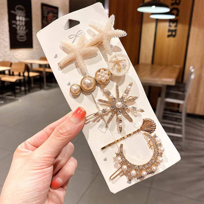 Neue Mode 5/6/8 stücke Set Perle Haar Clip für Frauen Koreanische Haarnadel Geometrische Kristall Haar Barrettes Mädchen Haar Zubehör Mädchen von Joom DACH