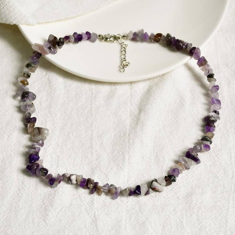 Neue Mode Boho Kies Halsband Korallen Aventurin Lapislazuli Amethyst Quarz Unregelmäßigen Natürlichen Stein Chips Frauen Halsketten von Joom DACH